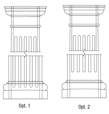 Options for finishing the bottom of fluted columns