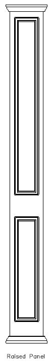 Line drawing of PVC Square 
Double-Raised Panel Column Wrap, Rake Cap & Base