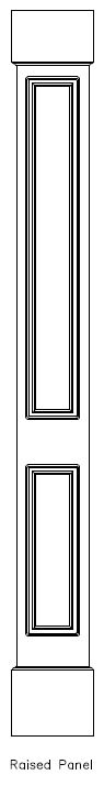 Line drawing of PVC Square 
Double-Raised Column Wrap, Standard Cap & Base