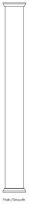 Line drawing of PVC Square 
Plain Panel Column Wrap, Rake Cap & Base