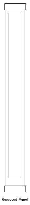 Line drawing of PVC Square 
Recessed Panel Column Wrap, Basic Cap & Base