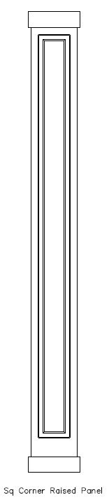 Line drawing of PVC Square 
Square Corner Raised Panel Column Wrap, 
Basic Cap & Base