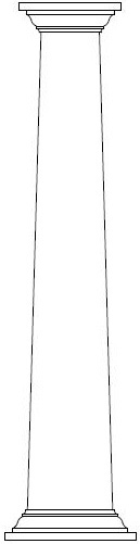 Drawing of Square Tapered Craftsman Plain Column with Crown Cap & Base