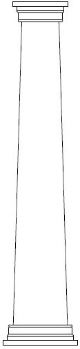 Drawing of Square Tapered Craftsman Plain Column with Prairie Cap & Base
