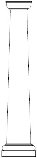 Drawing of Square Tapered Craftsman Plain Column with Tuscan Cap & Base