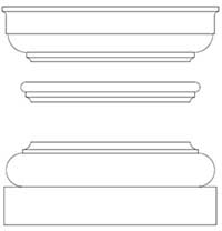 Line drawing of Tuscan cap, astragal and base